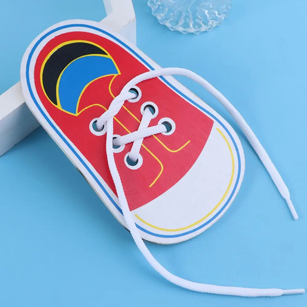 

Wooden Baby's Practical Ability Training Shoelaces Practice Board Model Teaching Lacing Shoes Tie Shoelaces Games Shoes Puzzles