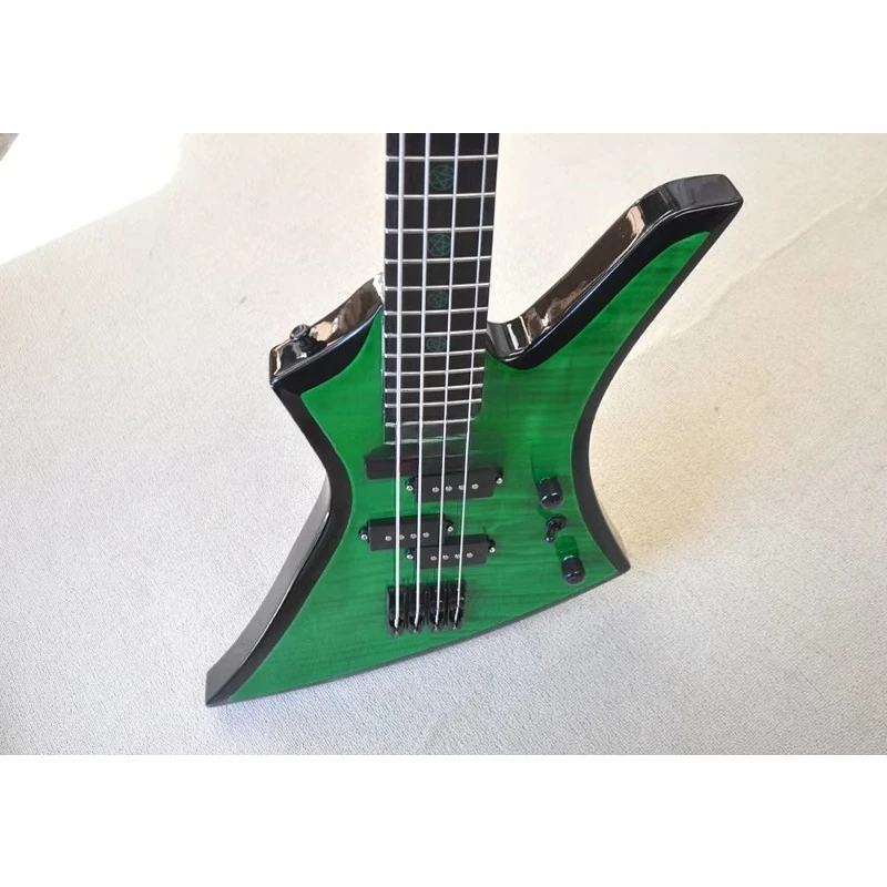 Wholesale Electric Bass Guitar Unusual Shape Electric bass 4 strings Bass Guitar Flame Maple Veneer