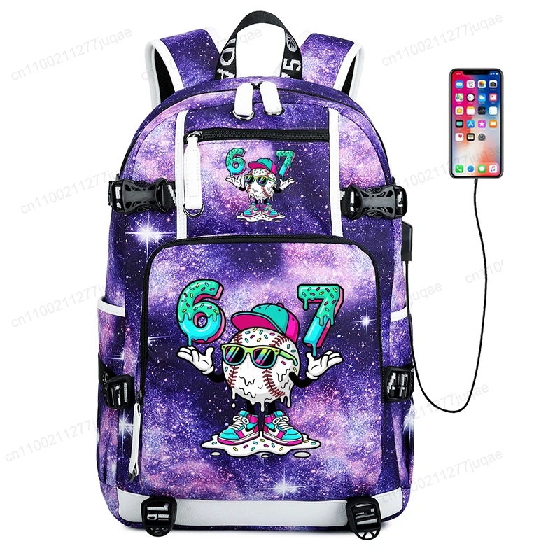 Mochila con estampado de helado 67 Six Seven, mochila informal para ordenador portátil, mochila escolar para estudiantes, mochila de viaje al aire libre, mochila escolar para adolescentes