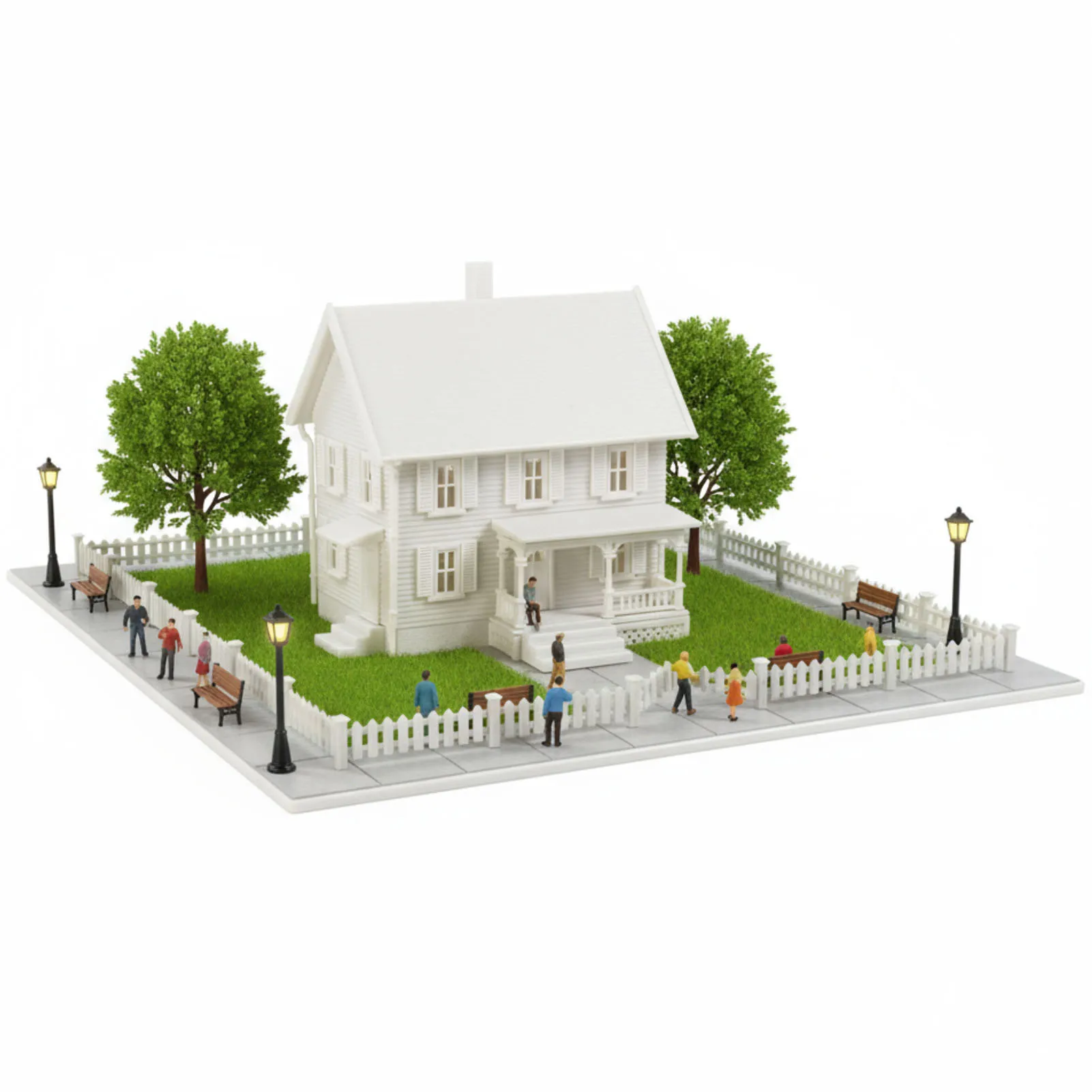 Evemodel N Scala 1:160 Modello Dwelling House Kit base recinzione a due piani con portico smontato non verniciato JZN5895JJM