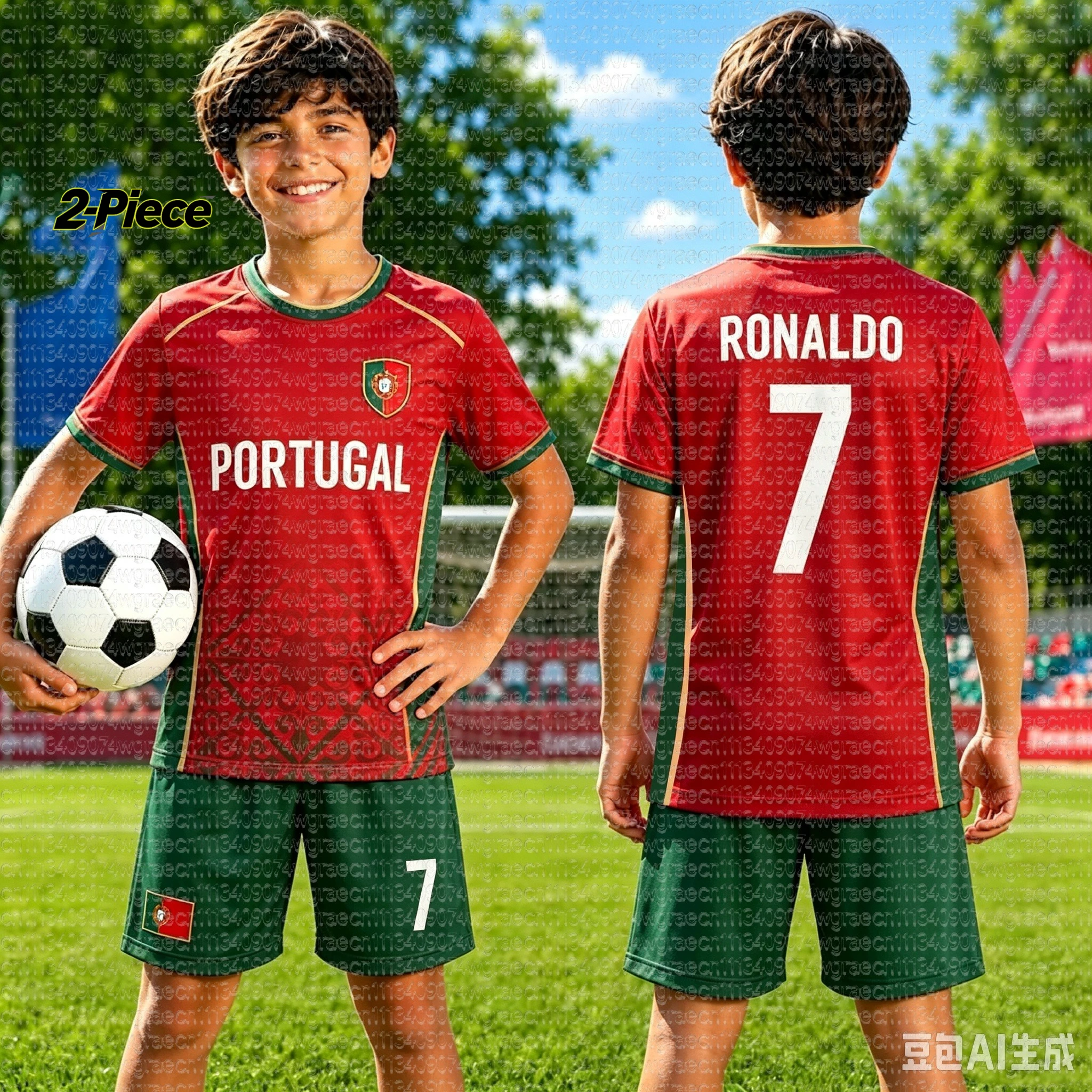 2026 Spezial Nr. 7 Ronaldo Fan Fußballtrikot und Shorts Set für Damen, Herren und Kinder – Portugal Fan-Outfit für den Sommer, 2-teiliges Set – Detail 5
