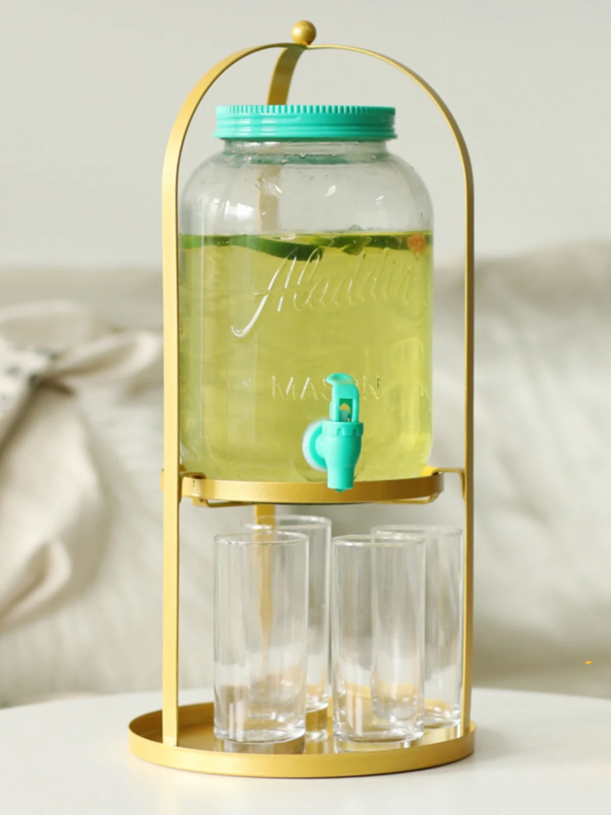 Jarra de Agua Fría de Vidrio de Gran Capacidad Estilo Nórdico con Grifo, Dispensador de Jugo, Barril para Bebidas Coca-Cola p...