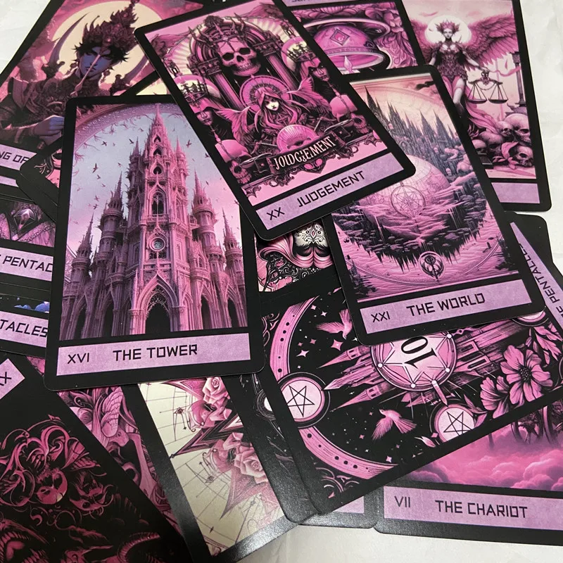 Pink Gothic Tarot Deck 78 cards English For Family Party High Quality Fortune Telling Divination Tarot Cards Deck Board Game