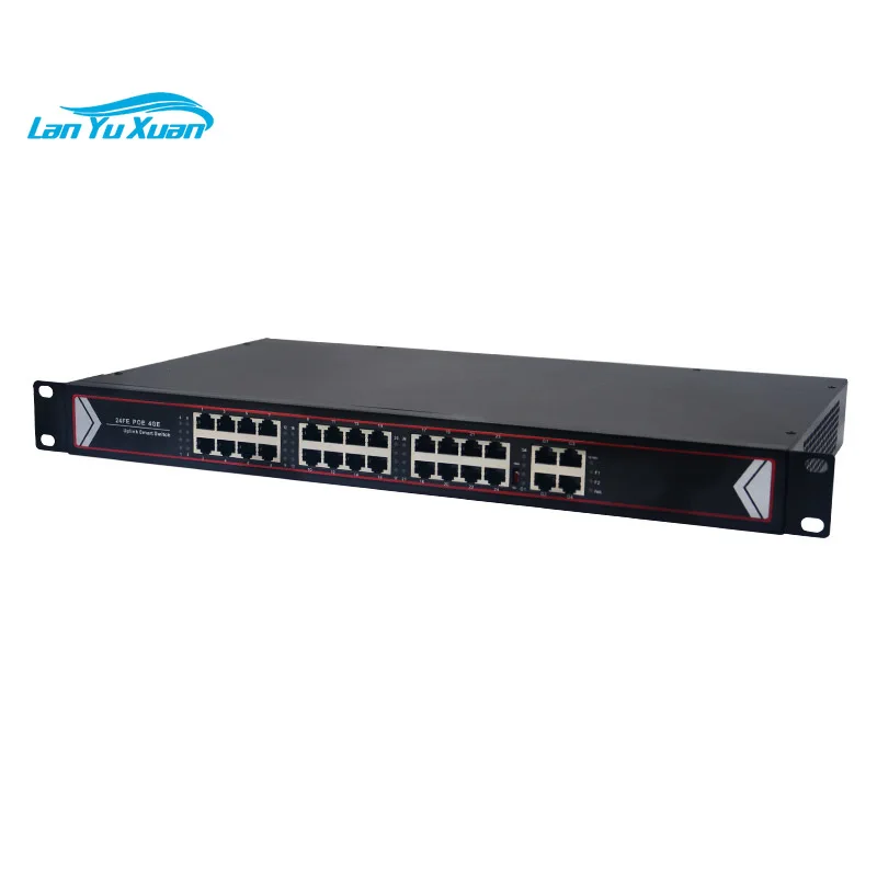 Fast Ethernet 10/100mbps 24-Port PoE Switch With 4 Gigabit RJ45 Uplink Port 48V 260W 1U Rack Power Over Ethernet Switches
