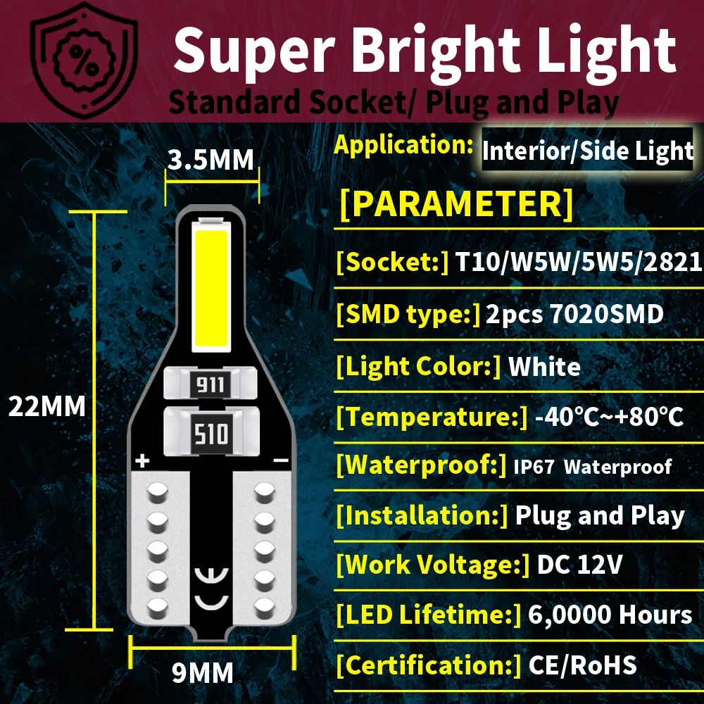 1Pack LED Oświetlenie tablicy rejestracyjnej W5W T10 Lampa Canbus Dla Jeep Grand Cherokee Commander Renegade Patriot Liberty Compass Wrangler JK