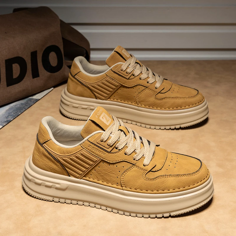 

Мужские новые осенние белые кроссовки 2025 года и повседневная обувь с массивным высоким берцем — легкая, увеличивающая рост и удобная