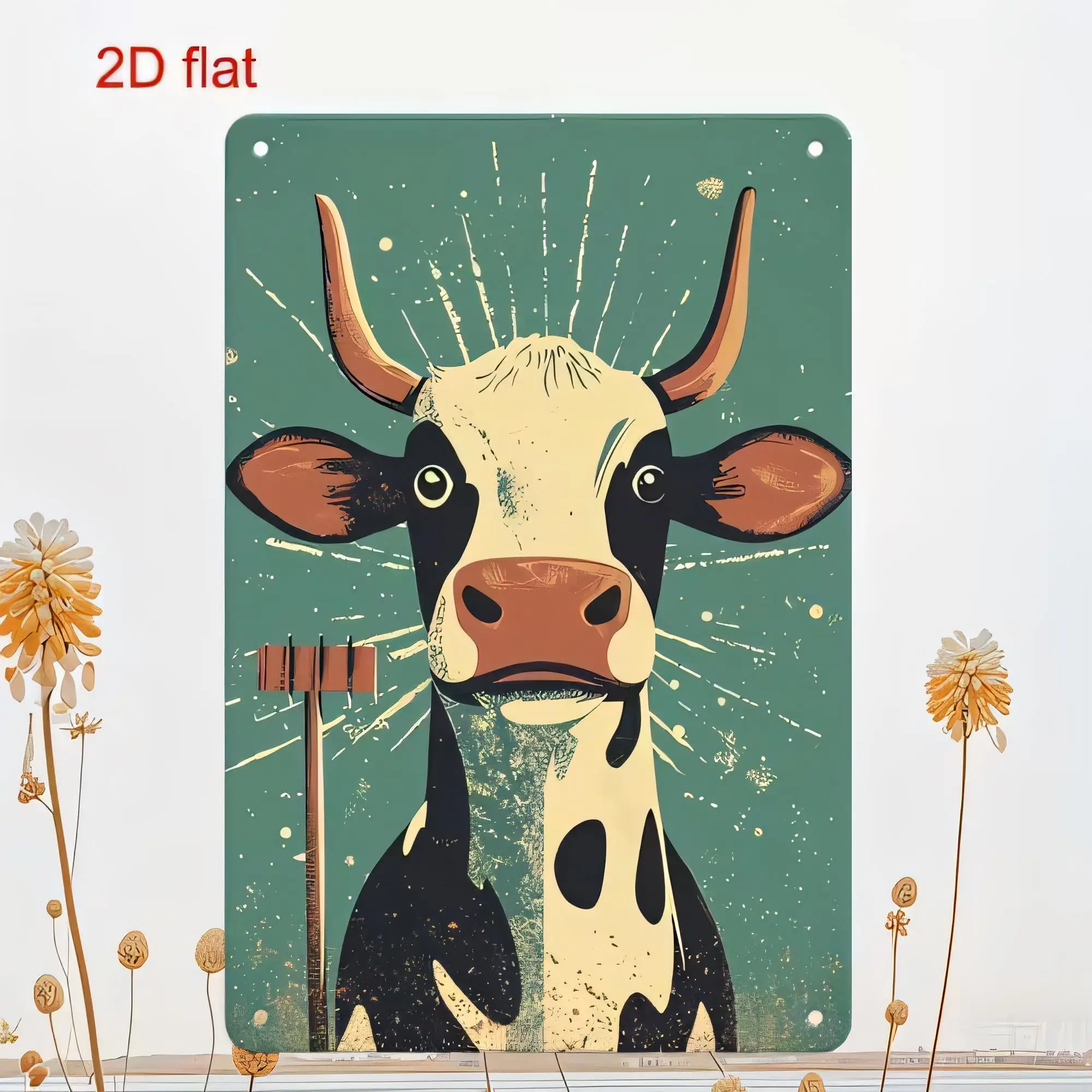 Tin Sign Vintage Cow Head Farmhouse Metal Plaque  Wall Art for Kitchen Bar Garage Outdoor Decor Retro Rustic Animal Poster with