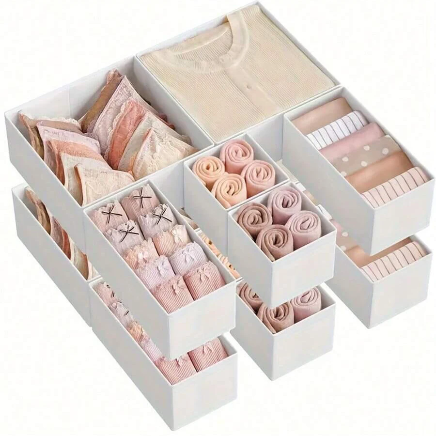 Opvouwbare 6/12-delige ondergoedorganizerset • Harde opbergdozen voor bh-sokken • Lade/kast Kledingorganisatoren
