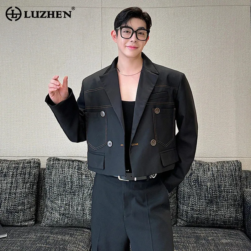 

LUZHEN Designer Short Suit Jacket Casual Elegant Double Breasted 2024 New Male Clothes Trendy Handsome Versatile Blazer LZ5412