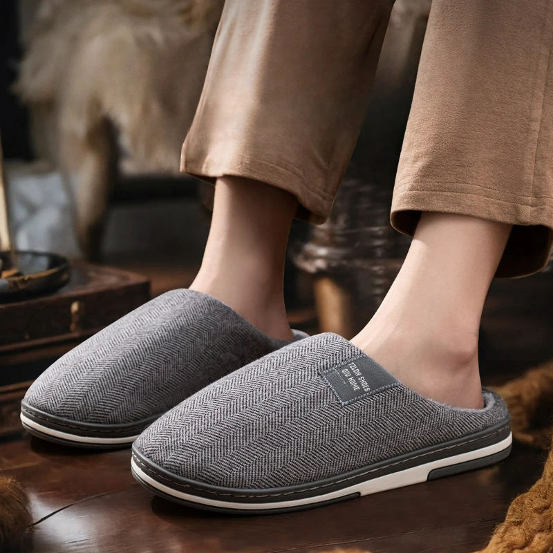 Winter Men's Slippers Warm Cotton Slippers Lightweight Comfortable Casual Shoes Home Indoor Couples Flats Non Slip Soft Slippers image 3