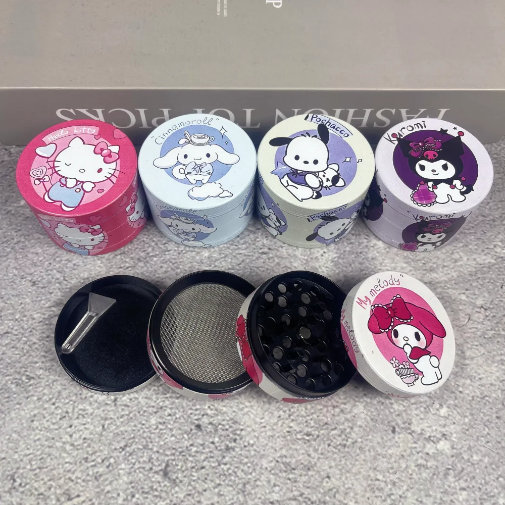 2inch Kuromi Herb Grinder 4-Layer Metal Sanrio Crusher Mill Manual Cigarette Tobacco Grass Herb Grinder Smoking Accessories Gift