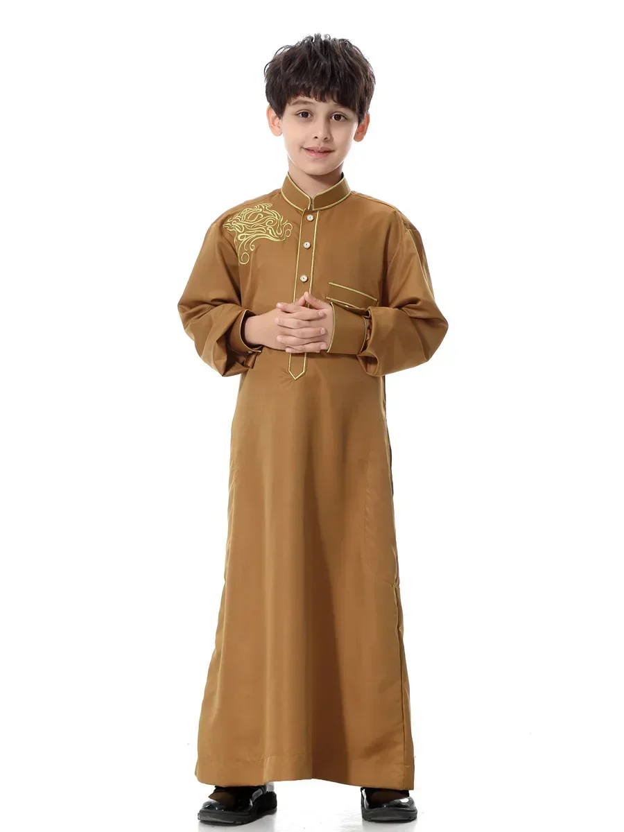 Embroidery Thobe New Design Jubba Softy Thawb (cap gift ) Children Islamic Clothing Suit 115-160cm Tall Boy Thobe