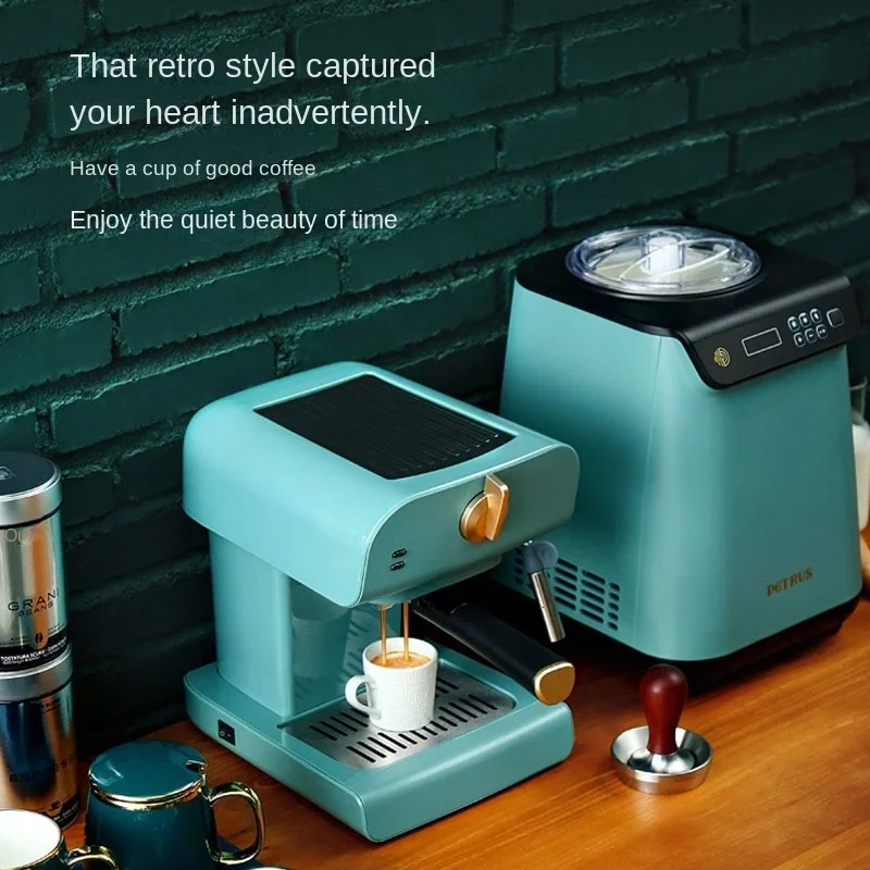 Retro  Coffee Machine Household Small Semi-automatic Concentrated Steam Frothed Milk