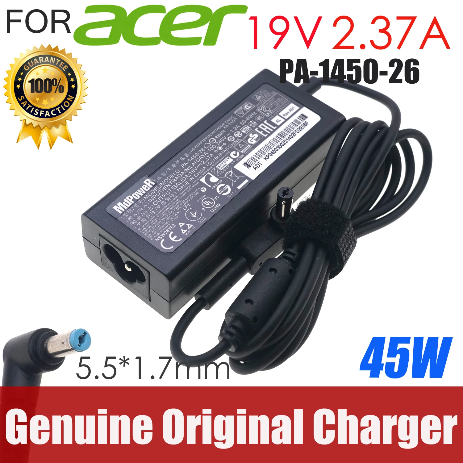 

Original OEM LITEON PA-1450-26 19V 2.37A 45W 5.5x1.7mm AC Power Adapter For ACER Laptop Power Supply Charger