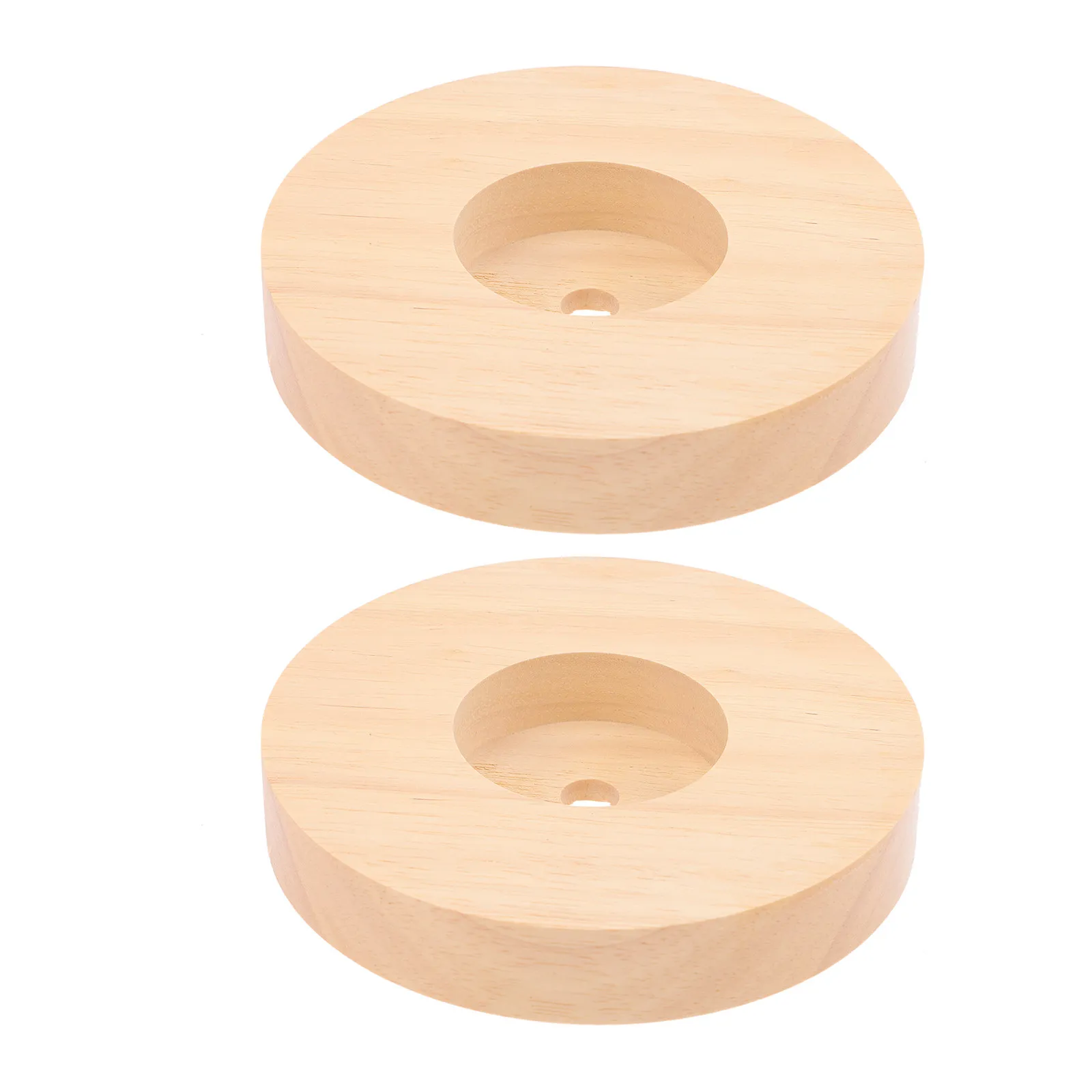 

2Pcs Circular Lamp Base Solid Wood Night Light Base Premium Table Lamp Stand Replacement with Pre-Drilled Cable Holes
