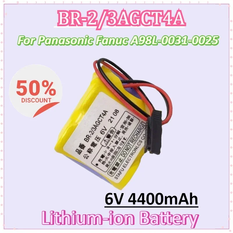 

6V 4400mAh BR-2/3AGCT4A Battery Pack PLC Lithium-ion Industrial for Panasonic Fanuc A98L-0031-0025 Disposable Battery