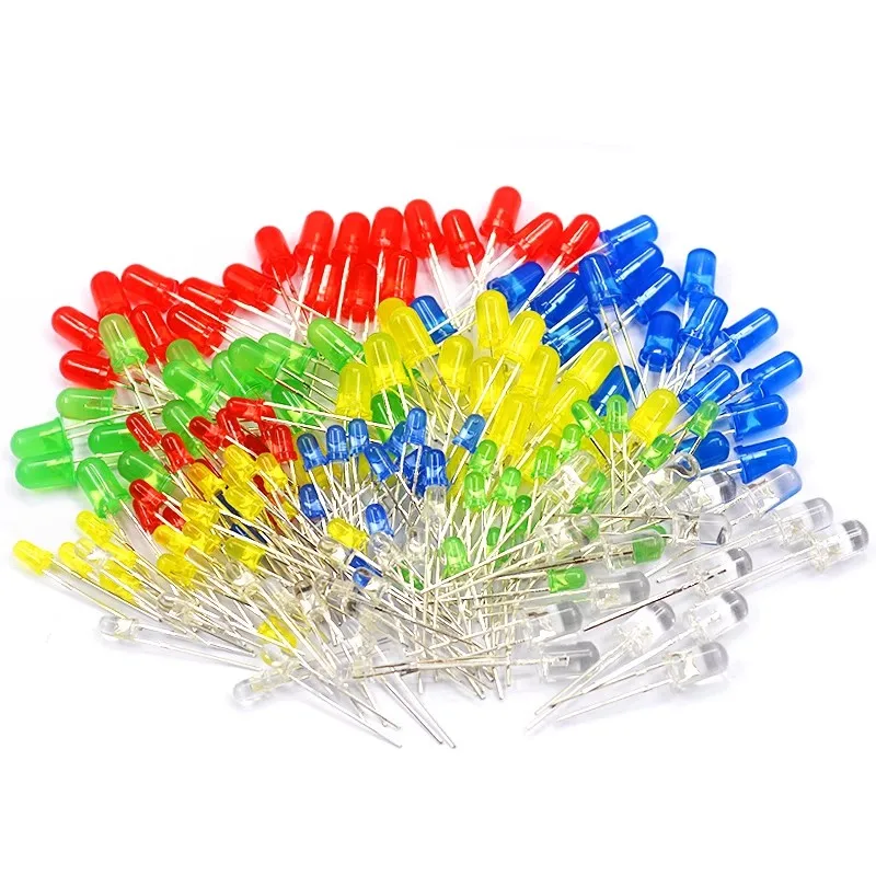 40Pcs/lot 3MM 5MM Light Emitting Diodes Electronics Kit  F3 F5 LED Diode Assorted Kit White Green Red Blue Yellow Orange