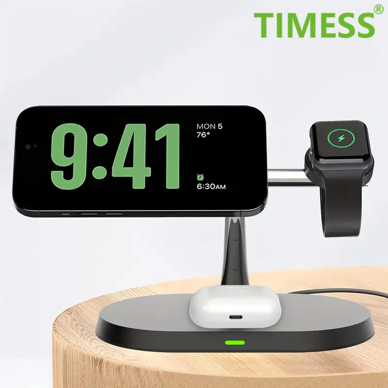 3 in 1 Magnetic Wireless Charger Stand For iPhone 12 13 14 15 16 ，Fast Charging Station for Apple Watch 10 9 8 7 6 5 Airpods Pro