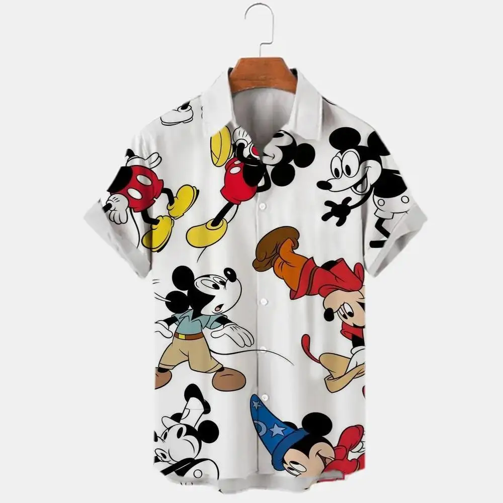 New 3d Printed Disney Donald Duck Mickey Mouse Men\'s Shirt Summer Fashion Street Trend Retro Boutique Unisex Top 2024