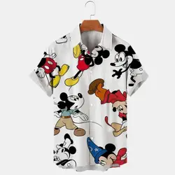 New 3d Printed Disney Donald Duck Mickey Mouse Men's Shirt Summer Fashion Street Trend Retro Boutique Unisex Top 2024