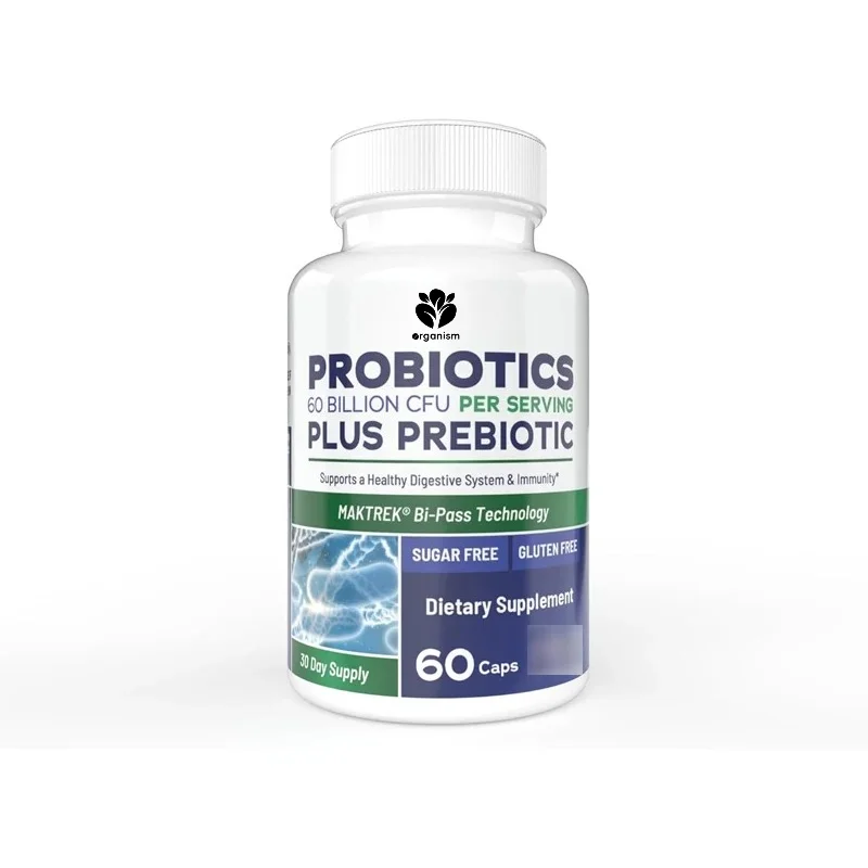 

Probiotics 60 Billion CFU Plus Prebiotic, Sugar Free, Gluten Free, 60 Capsules, 30 Day Supply