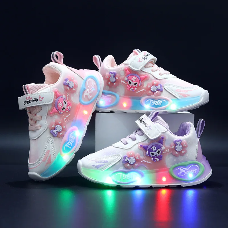 

2025 Frozen Princess New Infant Tennis LED Colorful Lighted Girls Sneakers Classic Glowing Lovely Baby Casual Shoes Toddlers