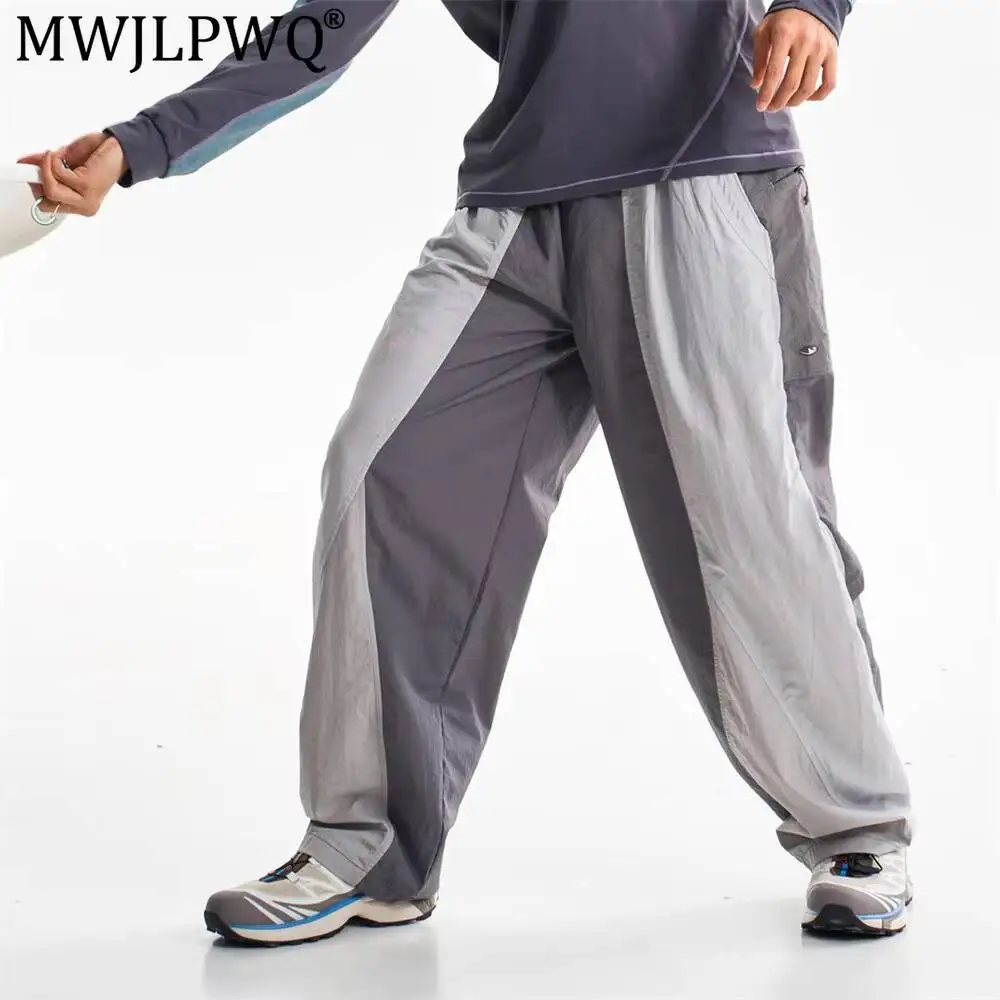 MWJLPWQ Outdoor Sports Casual Trousers For Men American Style Trendy Deconstructed Design Contrasting Color Splicing Pants 20117