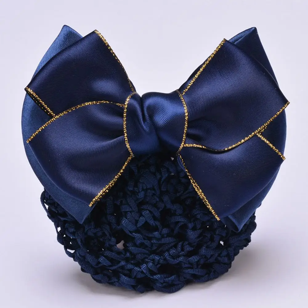 New Mesh Flower Bowknot Crochet Bow Bun Net Snood Gift For Mom Hair Clip For Light Attendant Nurses Hair Accessorie Lady Women