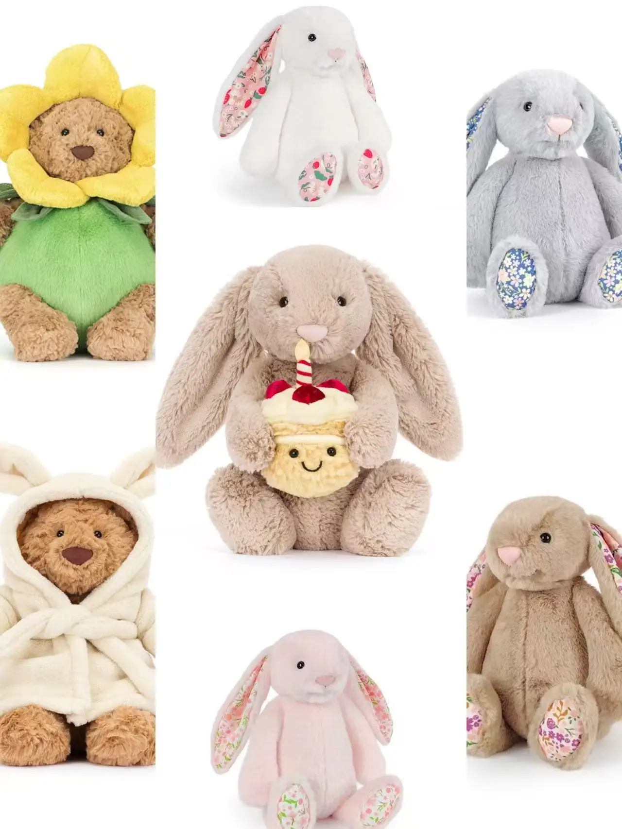 

Новейшая плюшевая игрушка JC Bonnie Rabbit с леопардовым принтом и биркой, мягкие ушки в виде цветов, мультяшная кукла-кролик, подарок на день рождения, декор для дома