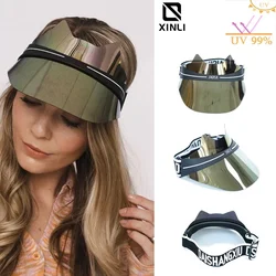 Adjust Caps Luxury Visors Beach Hats Ladies Summer for The Sun Travel Golf Cap Breathable Anti-UV Laser Gold Color Fashion Caps