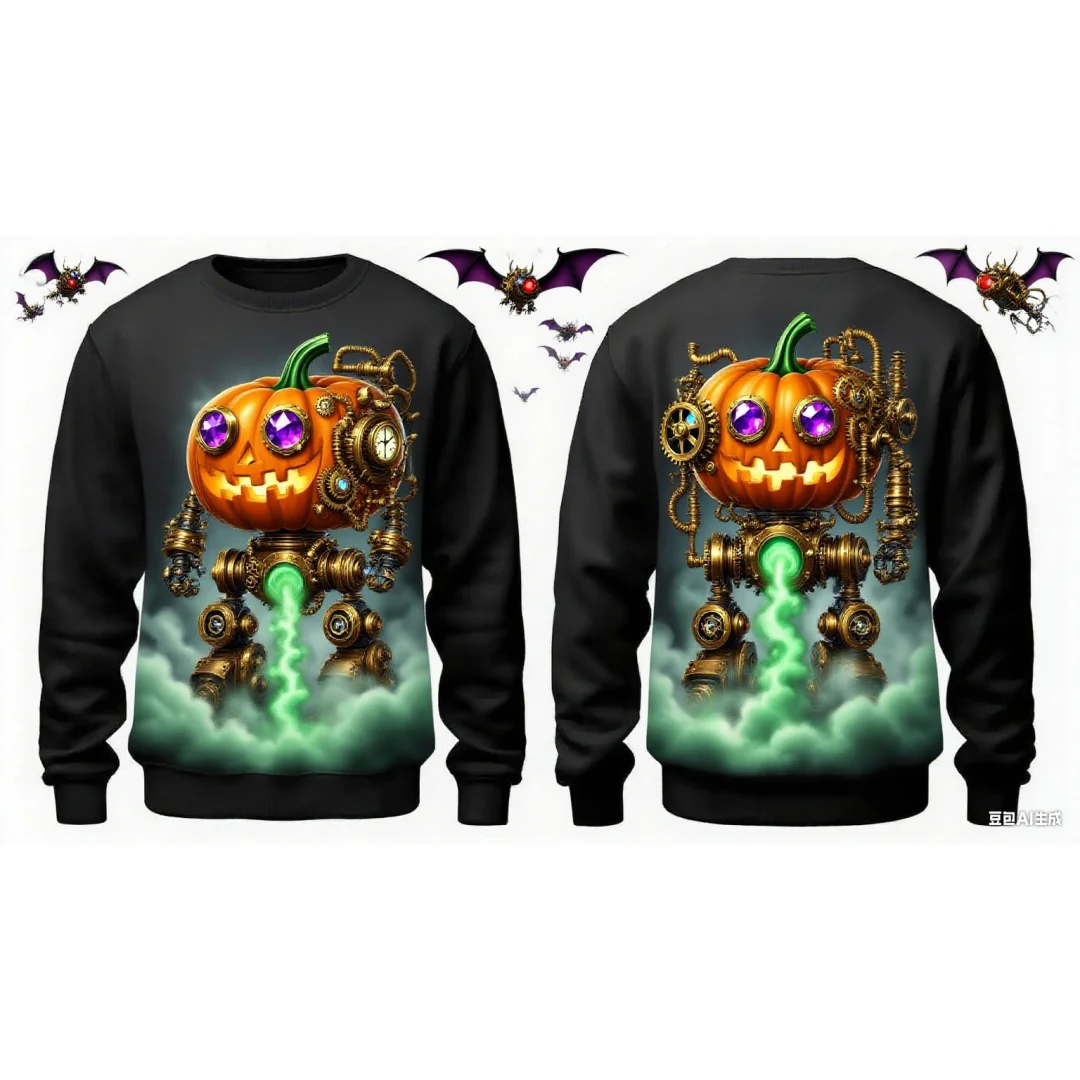 Механическая толстовка с рисунком тыквы на Хэллоуин, 3D принт, весенне-осенняя модная уличная одежда для отдыха, мужские и женские толстовки Y2K