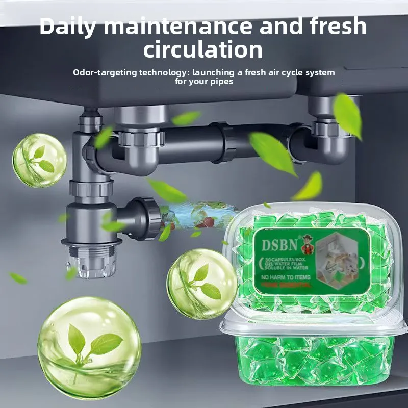 Kitchen pipe bead strong dissolving deodorizing and unclogging agent, sewer cleaner, toilet deodorizing and cleaning agent