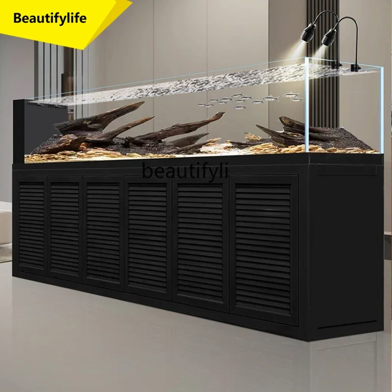 

LL A57 Native stream tank new living room household ultra-white glass bottom filter fish tank full set of landscaping