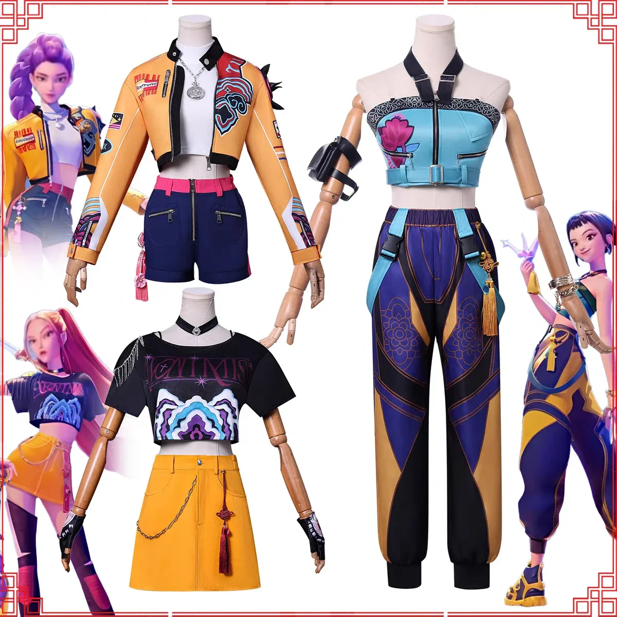 

K-Pop Mira Rumi Zoey Demon Hunters Cosplay Costume Wig for Women Clothes Kpop Girl Group Idol Outfit Halloween Carnival Suit