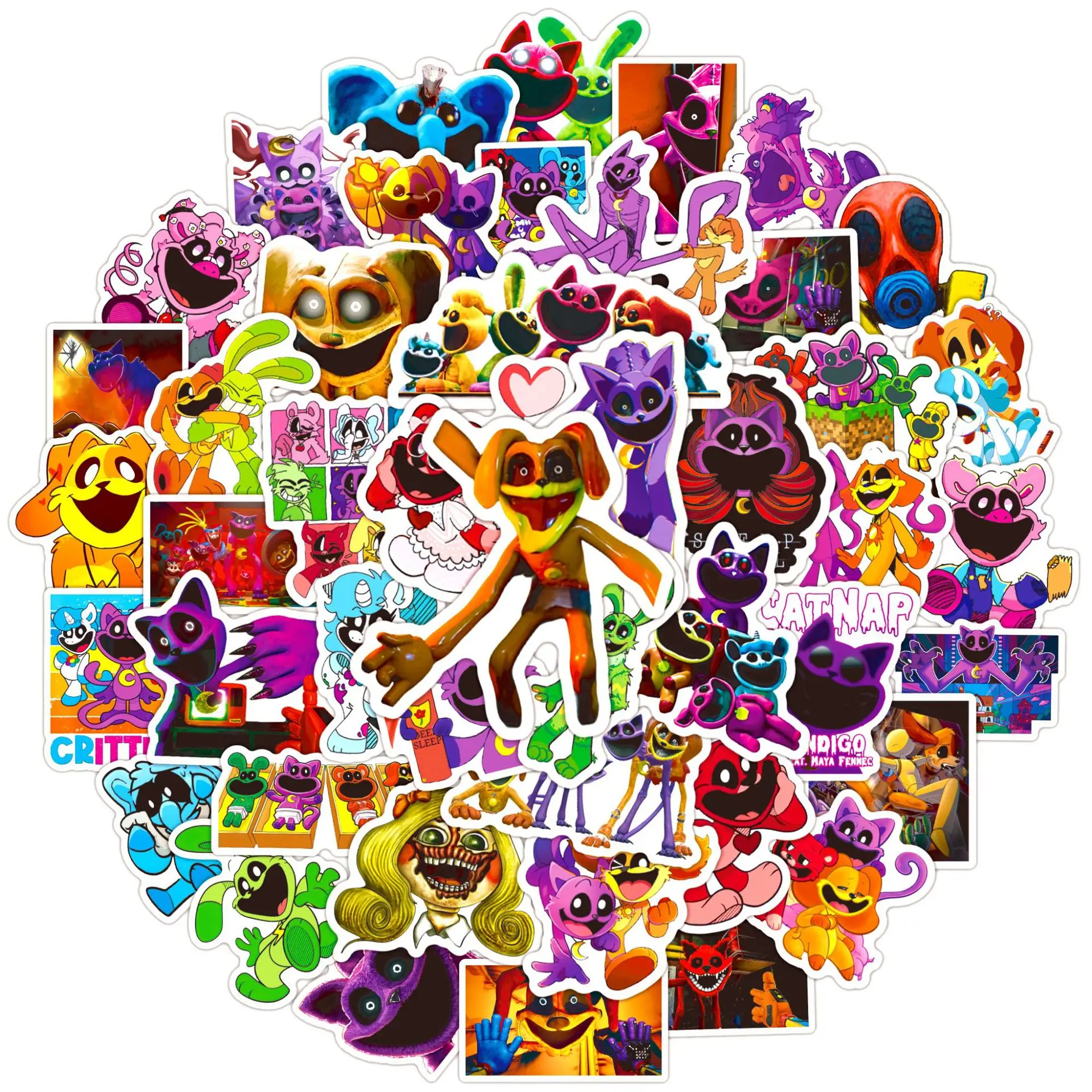 Pegatinas de juego de terror de Critters sonrientes para niños, decoración de maleta, álbum de recortes, teléfono, portátil, papelería, pegatina de