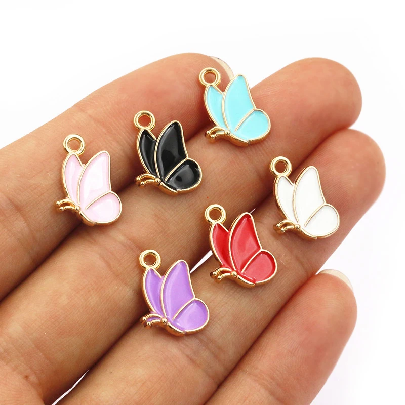 50Pcs 11x13mm Small Alloy Butterfly Charms Pendants Multi Colors For DIY Bracelet Necklaces Jewelry Making Accessories