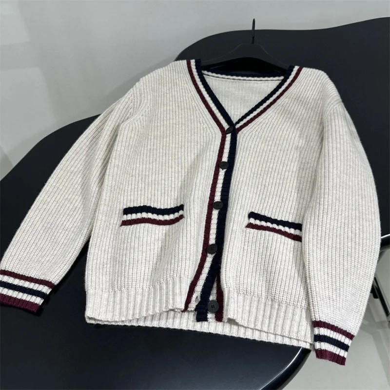 women Sweatshirt Polo Beige Color Skirt T-shirt N962432 Streetwear Clothing Wear High Quality Cardigan Oversized Sweater Women