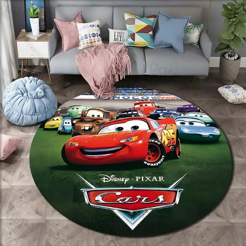 5 Sizes Disney Cars Lightning McQueen Printing Round Carpet Living Room Bedroom Table and Chair Sofa Decorative Carpet and Rug