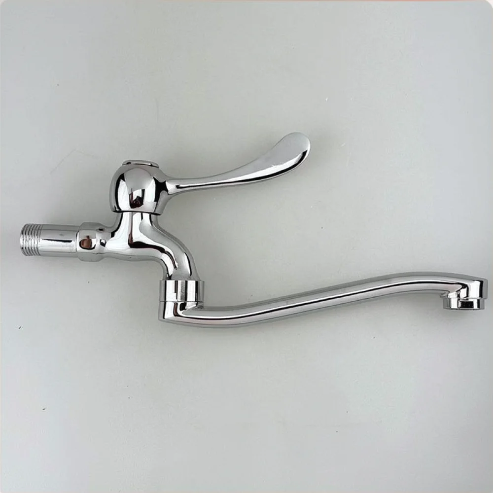 Single Cold Water Faucet Wall Mounted Extended Brass Tap For Kitchen Washing Machine Mop Pool Pipe Inlet Utility Valve
