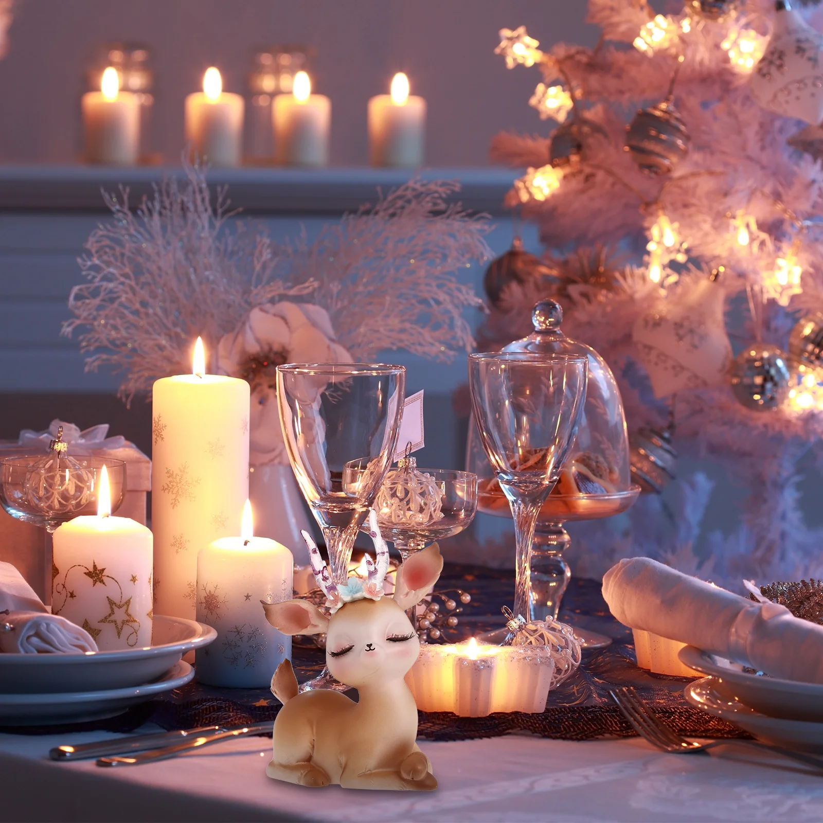 

Resin Deer Ornament Desktop Decoration Lifelike Resin Adornment Home Office Car Gift Home Decor Deer Shape Craft