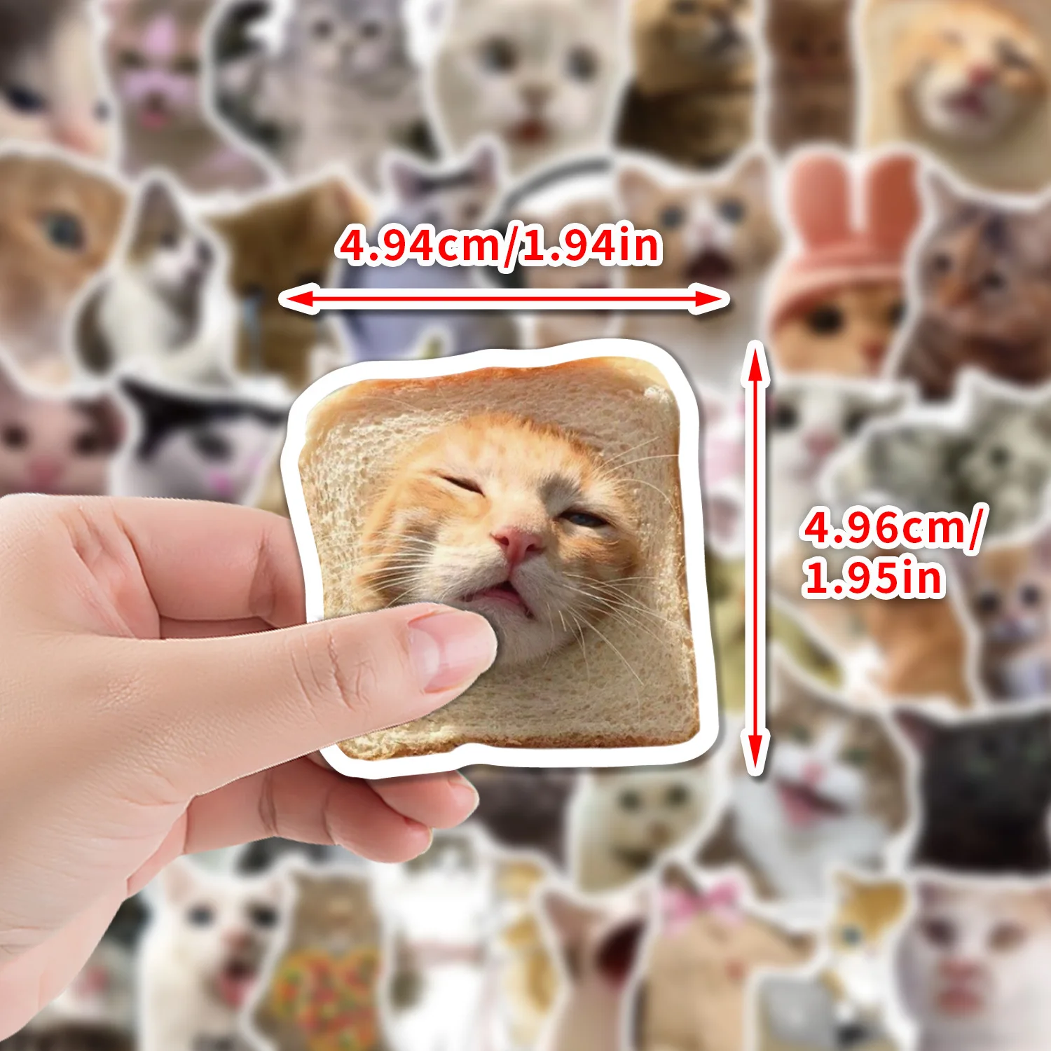 50 Stück Niedliche Katzen-Meme-Graffiti-Aufkleber Dekoration für Gepäck, Handy, Gitarre, Skateboard, Tasse, Auto, Kühlschrank Wasserfeste Aufkleber Kinderspielzeug