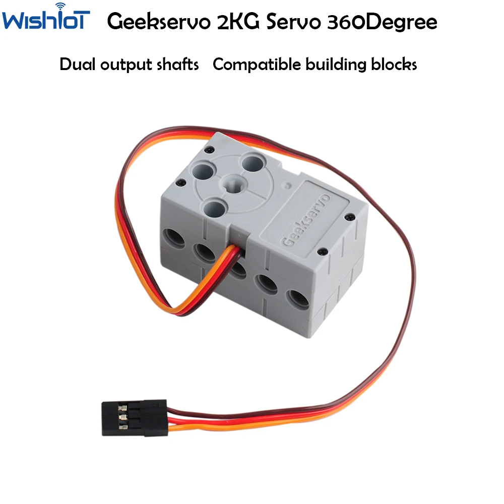 Geekservo 2KG Grey Servo High Torque 360 Degree Programmable Dual Output Shaft Compatible with legoeds Building Blocks Microbit