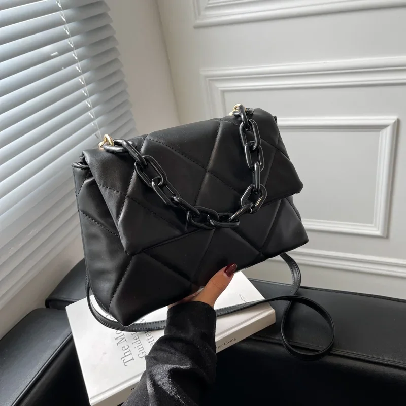 Modna pikowana torba Crossbody w kratkę w stylu Argyle, dopasowana kolorowa torebka z łańcuszkiem, idealna torba na ramię do codziennego użytku