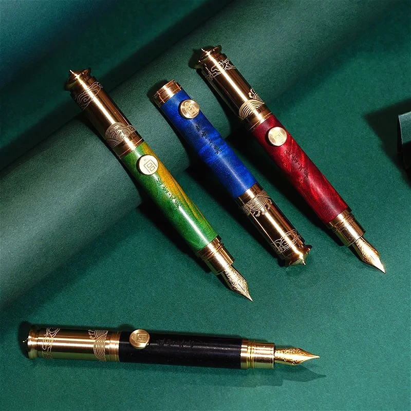 Luxury Fountain Pen Mini Metal Palace Museum Stationery Fine 0.5 Nib Ink Pen Business Writing Portable Calligraphy Practice Gift