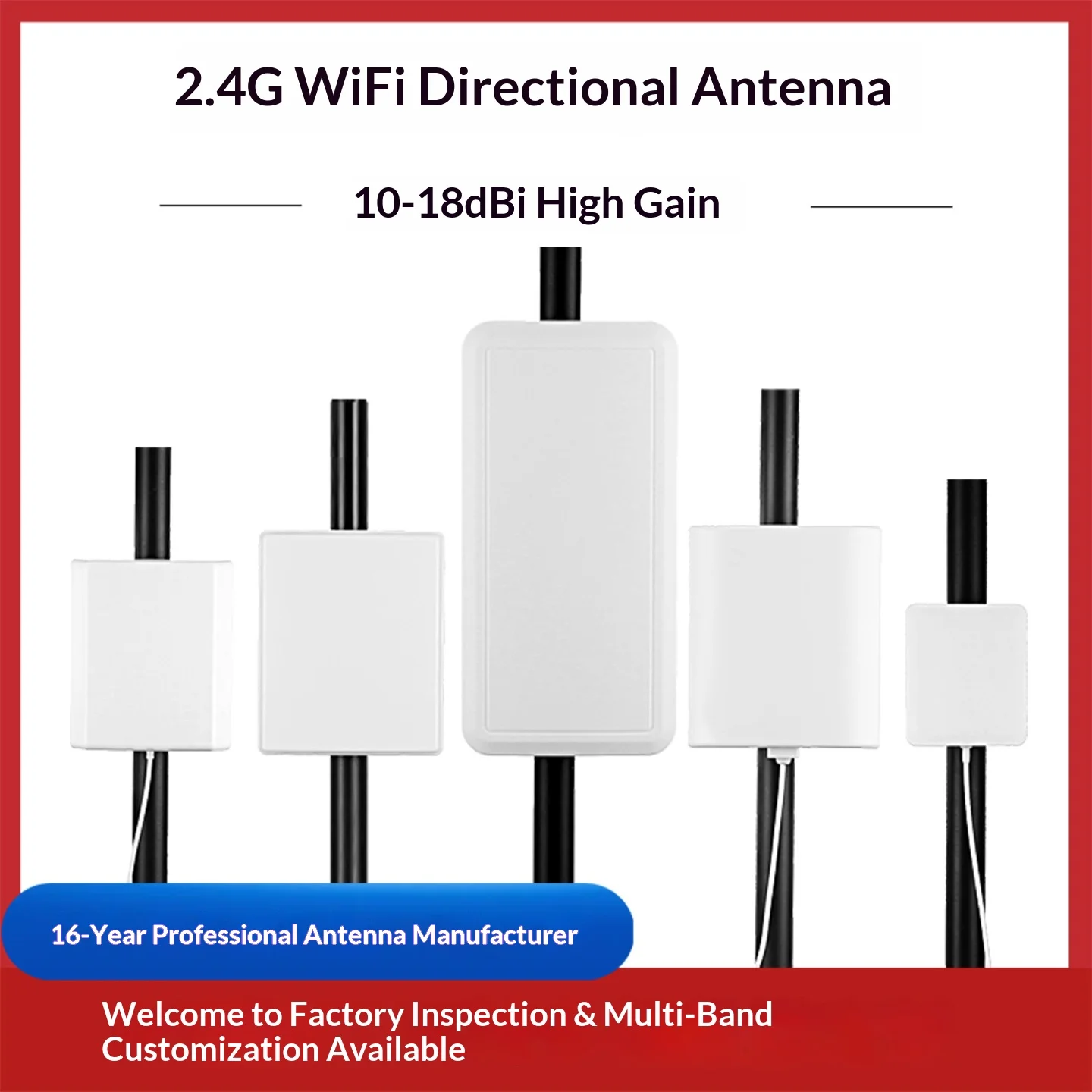 WiFi High-Gain Directional Panel Antenna, 2.4GHz Outdoor Waterproof Antenna for Wireless Network Adapters Modules Routers