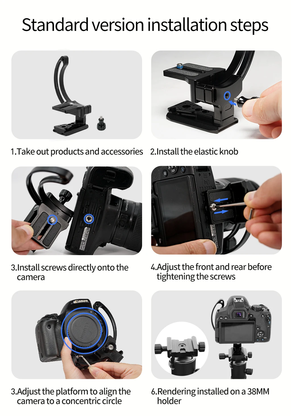 Neue DSLR Kamera Objektiv Unterstützung Halterung Halbrunden Ring Horizontale Vertikale Schnell Schalter Halterung für Canon Nikon Stativ Stabilisator – Detail 20