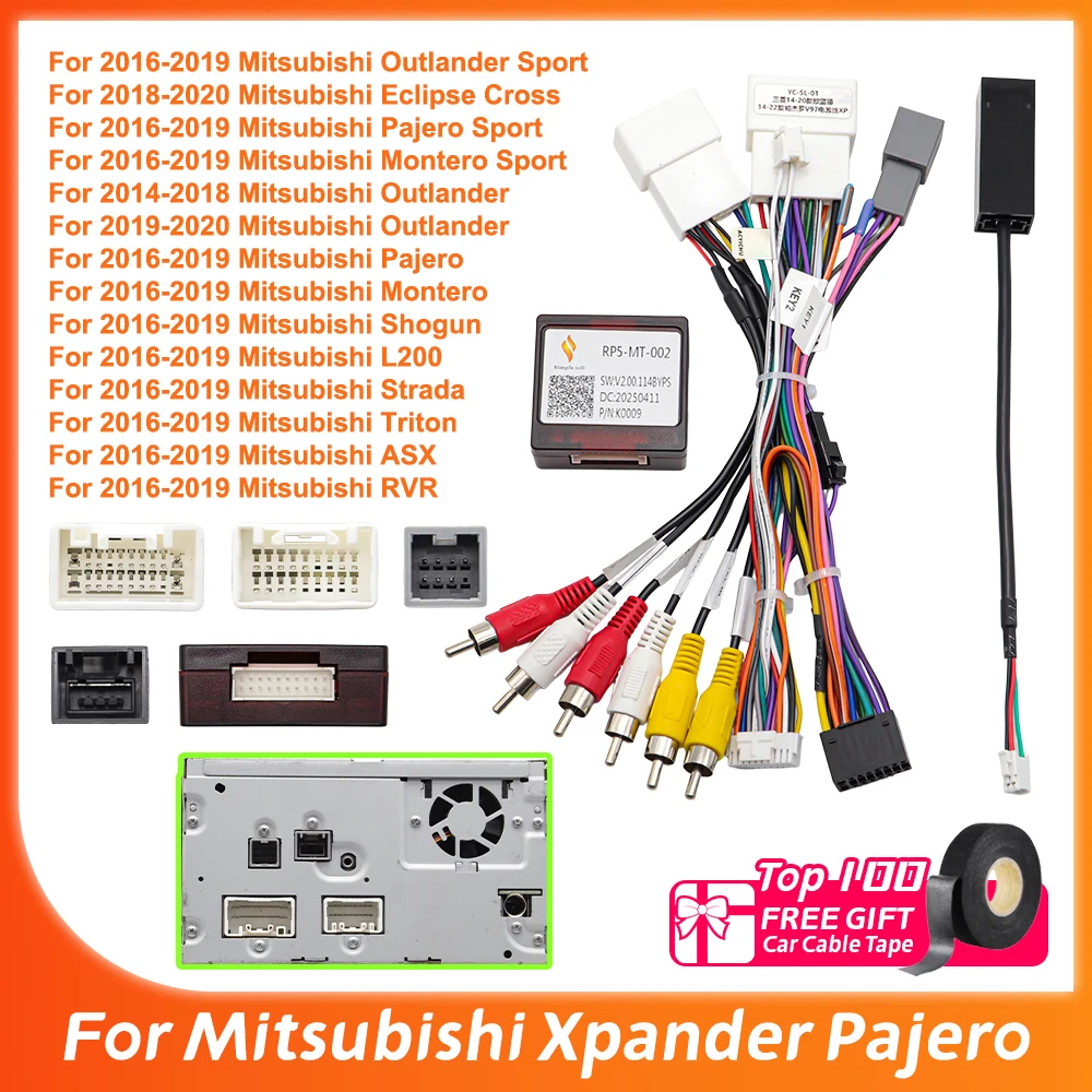 Cable de Radio para Auto para Mitsubishi Xpander, Pajero, Outlander, Lancer EX, Arnés de Cables, Amplificador Rockford Fosgate RP5-MT-002, Decodificador CANBus