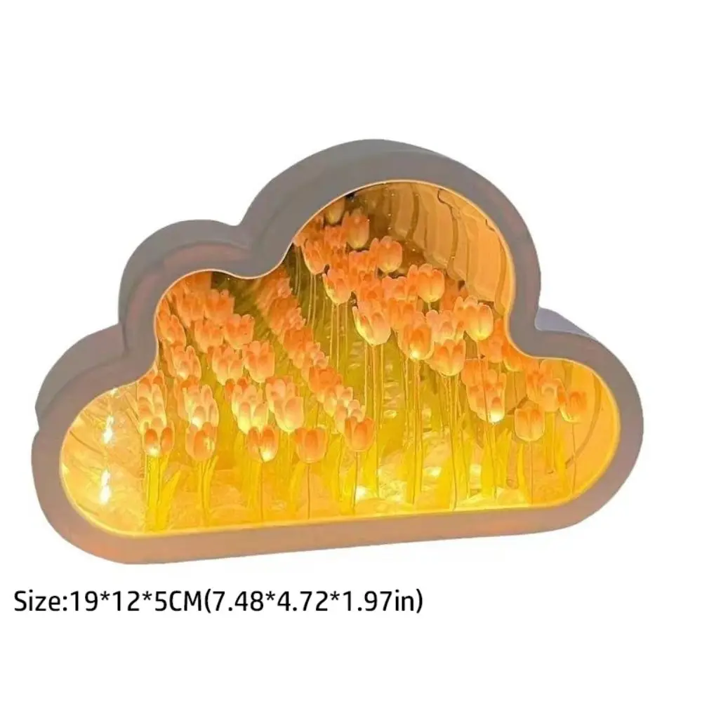 Excluding Gift Bags Tulip Night Light Acrylic Cloud Shape LED Decorative Nights Lamp Handmade DIY Creative Mirror Light