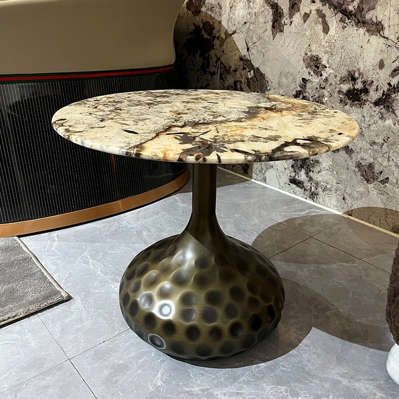 a few light luxury, natural marble Pando living room sofa edge a few pull corners a few light luxury small round table