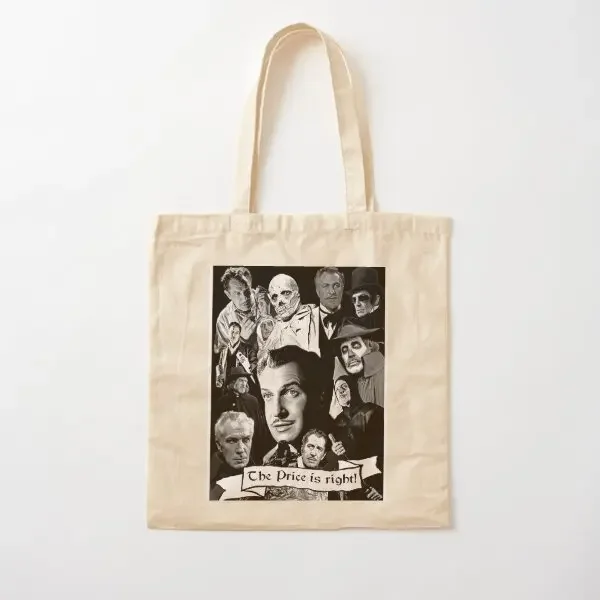 

The Price Is Right Cotton Canvas Bag Shoulder Bag Handbag Printed Foldable Fashion Reusable Ladies Fabric Grocery Tote Casual
